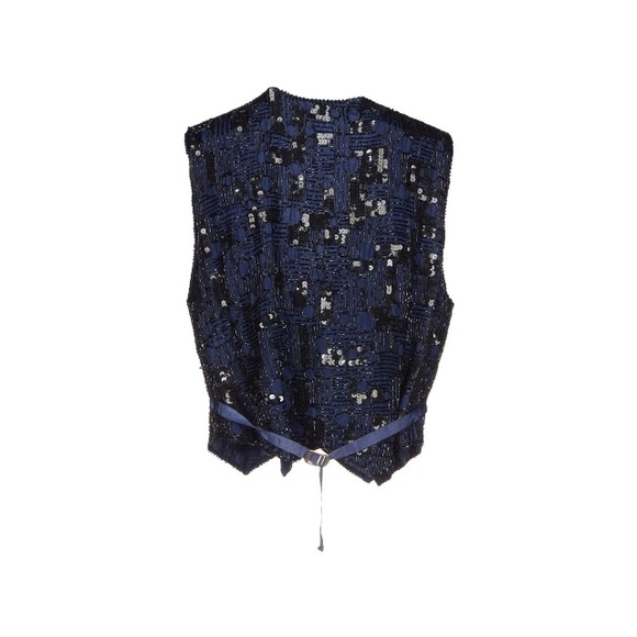 P.A.R.O.S.H Midnight Blue Embroidered Gilet, Size M (international) - Picture 2 of 8